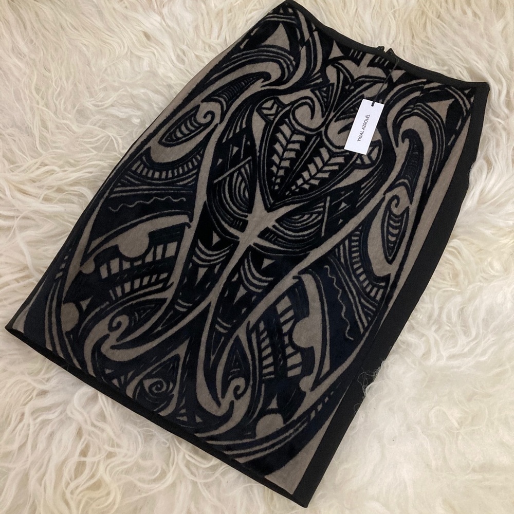 YIGAL AZROUËL Velvet Burnout Printed Knee-Length Skirt - Picture 3 of 9